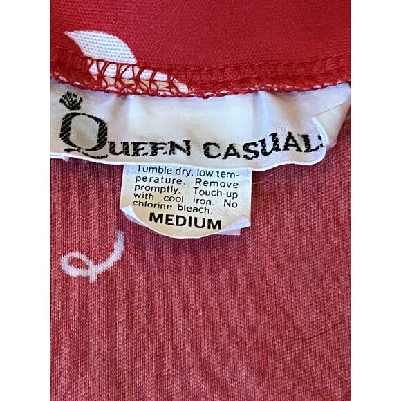 QUEEN CASUALS Blouse Shirt Short Sleeve Vintage 70’s Red Floral Medium M - Picture 3 of 5